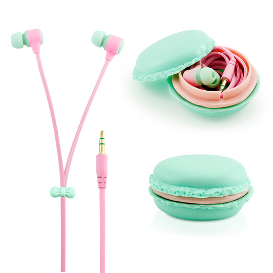 GEARONIC TM Cute 3.5mm in Ear Earphones Earbuds Headset with Macaroon Ear Buds Organizer Box Case for iPhone,for Samsung,for Mp3 iPod Pc Music