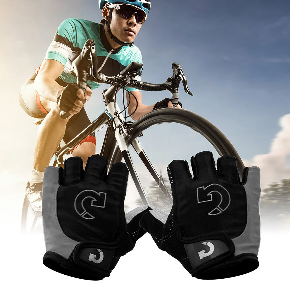 GEARONIC Cycling Bike Bicycle Motorcycle Glove Shockproof Foam Padded Outdoor Workout Sports Half Finger Short Gloves