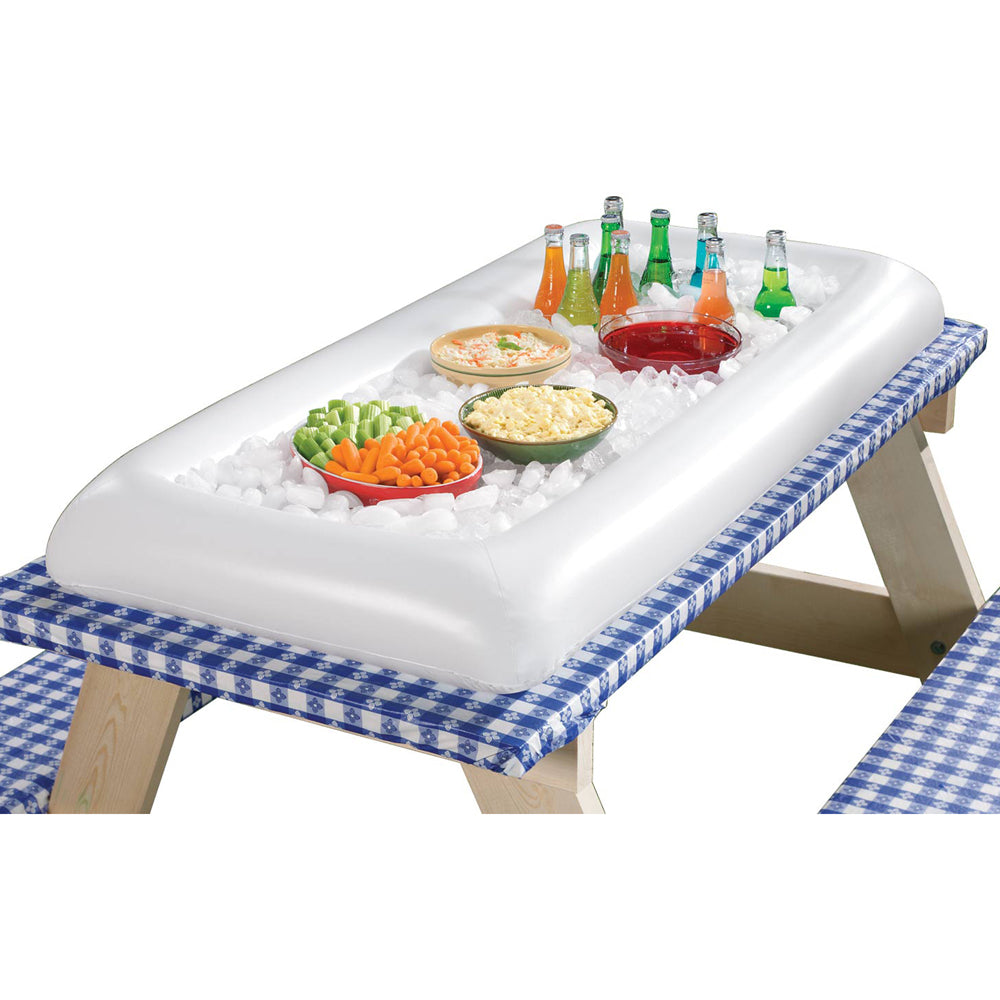 GEARONIC Inflatable Serving Bar Buffet Salad Ice Drink Food Cooler Picnic Camping Party Yard Outdoor Tray With Drain Plug