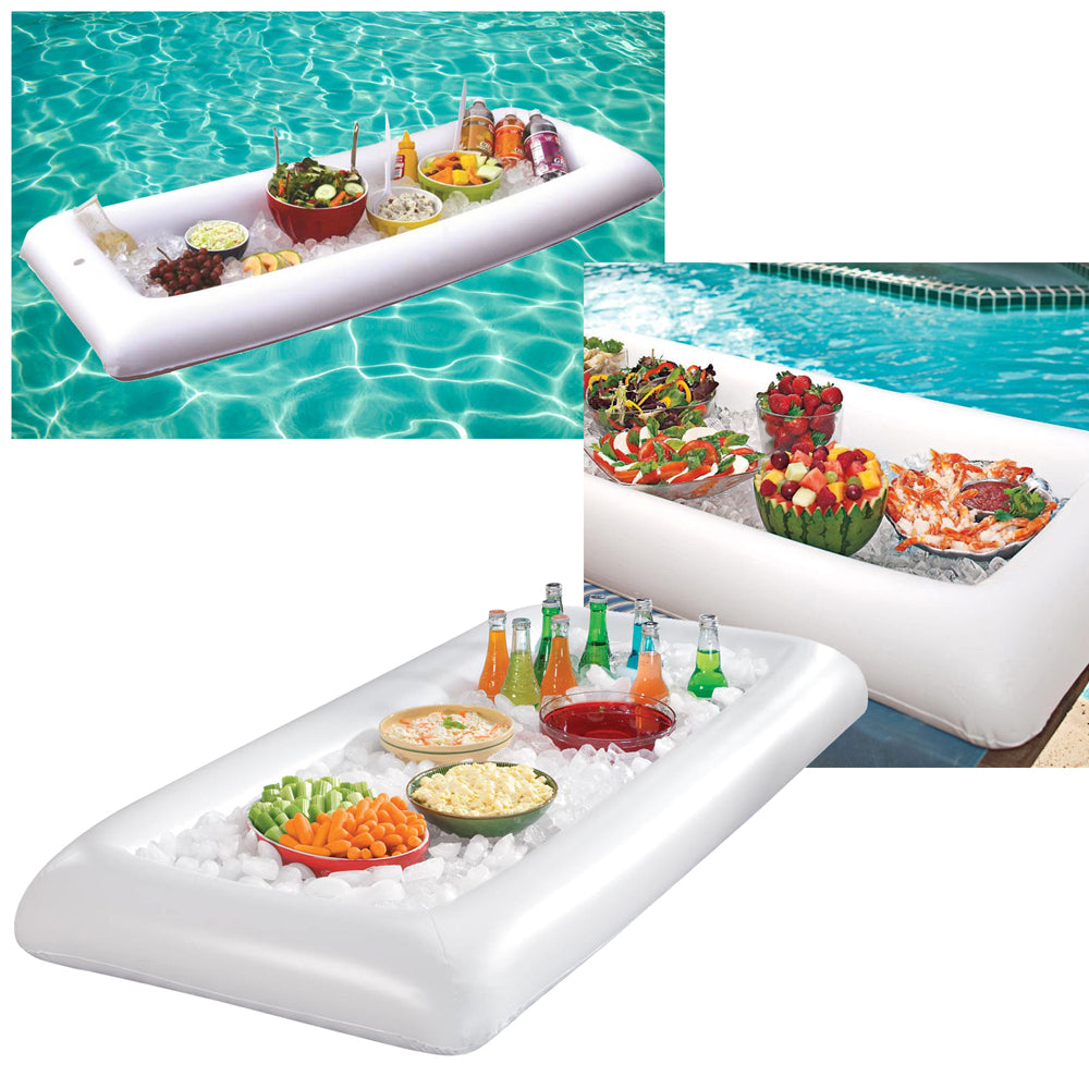 GEARONIC Inflatable Serving Bar Buffet Salad Ice Drink Food Cooler Picnic Camping Party Yard Outdoor Tray With Drain Plug