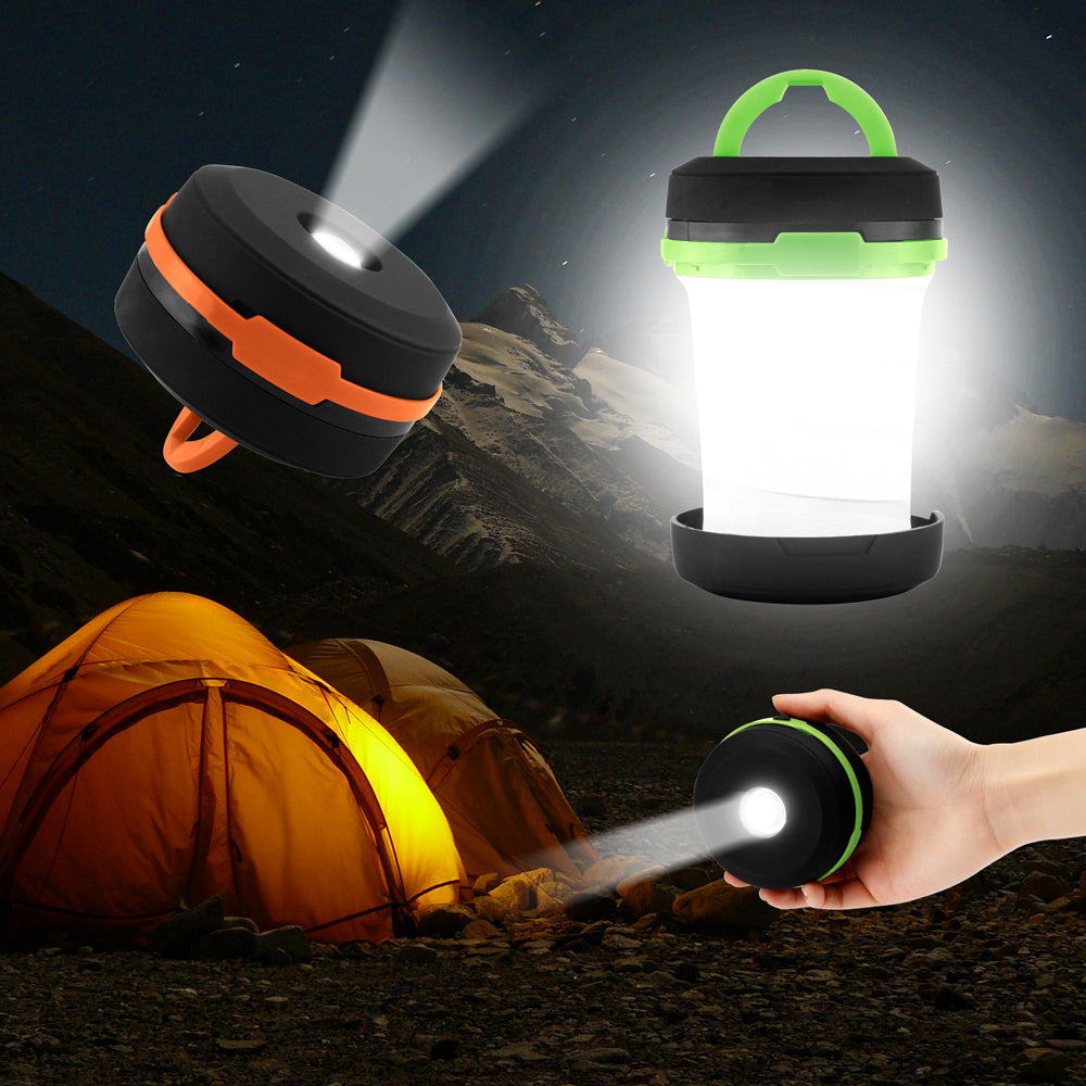 Oct17 Camping Portable LED Light Foldable Collapsible Lantern Flashlight Outdoor Lamp Hiking Lantern - Green