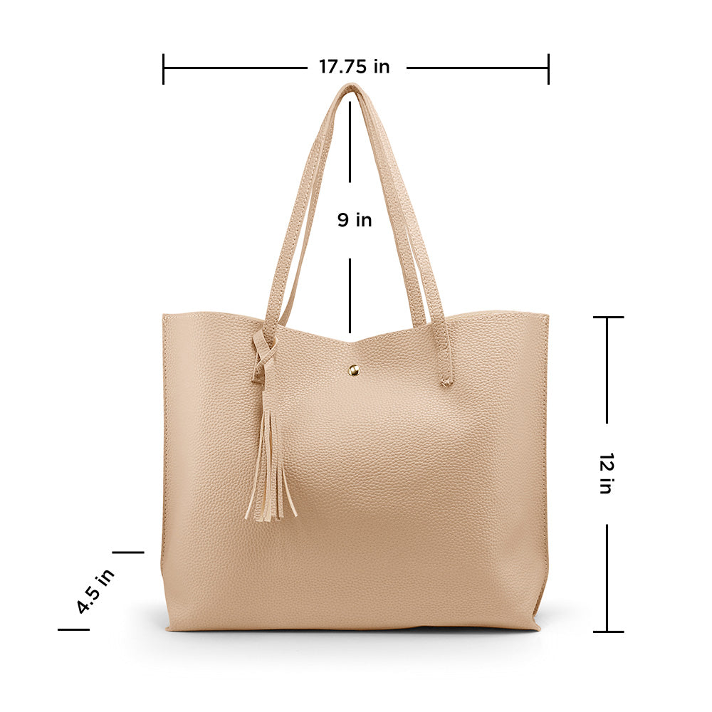 OCT17 Women Tote Bag - Tassels Faux Leather Shoulder Handbags, Fashion Ladies Purses Satchel Messenger Bags