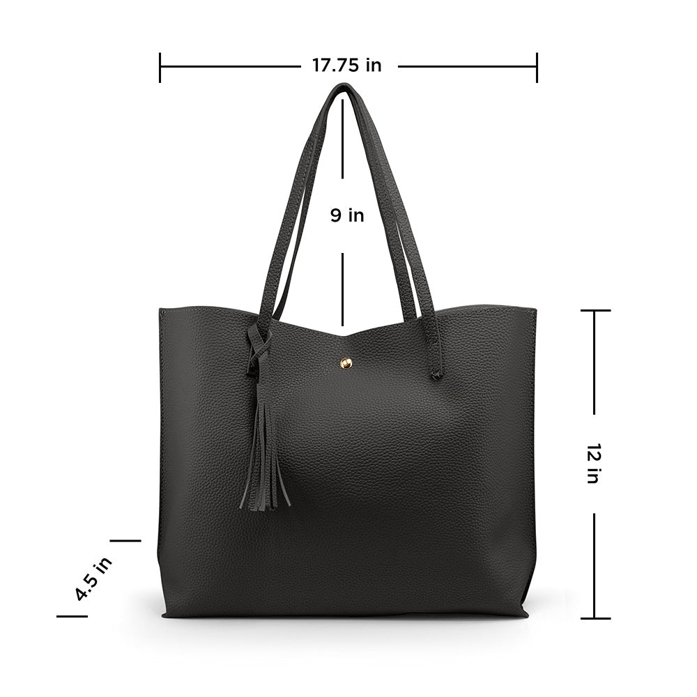 OCT17 Women Tote Bag - Tassels Faux Leather Shoulder Handbags, Fashion Ladies Purses Satchel Messenger Bags