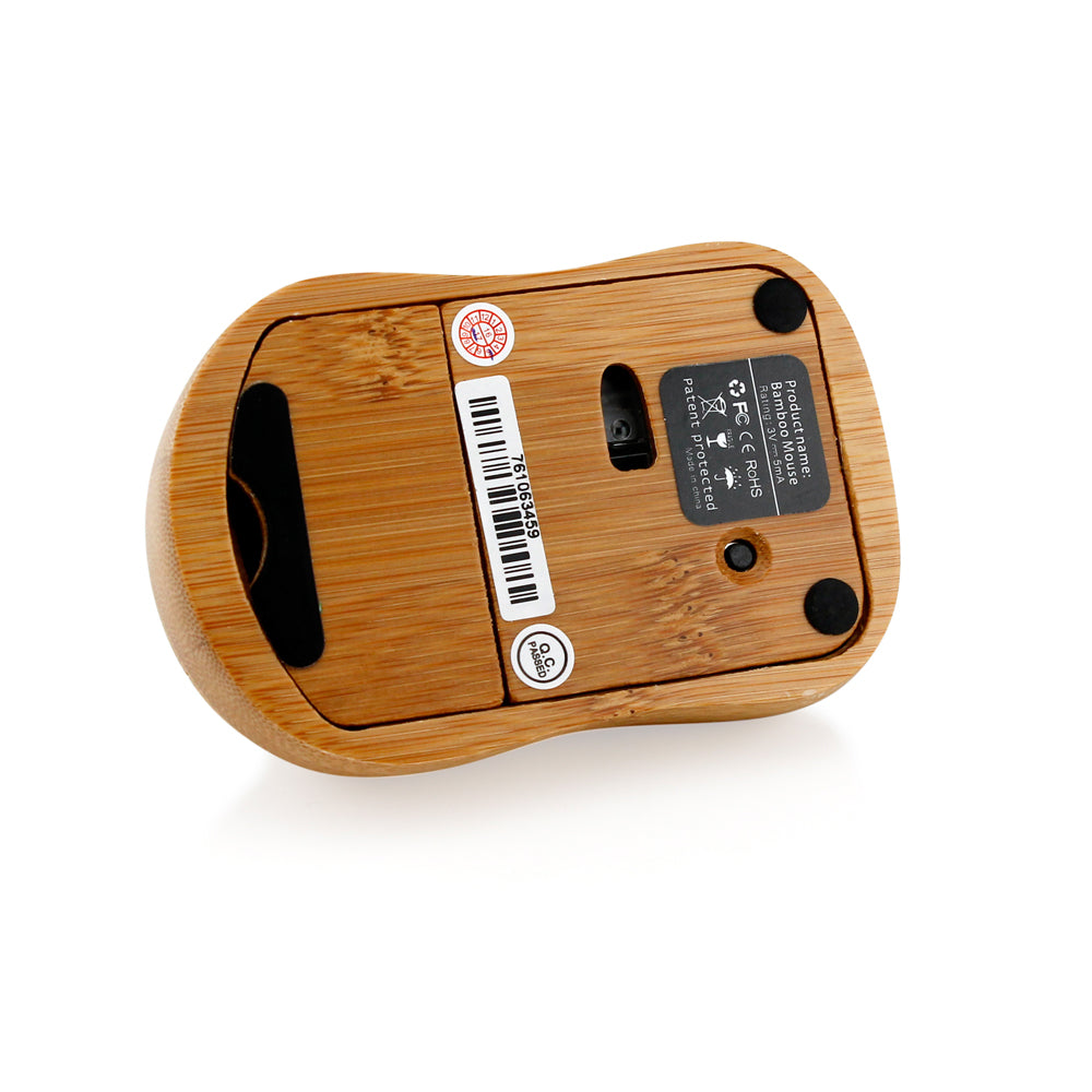 Oct17 Bamboo Wireless Optical Mouse, Fashionable Natural Wooden Wood Mice with USB Receiver for PC, Laptop, Computer, Notebook, MacBook