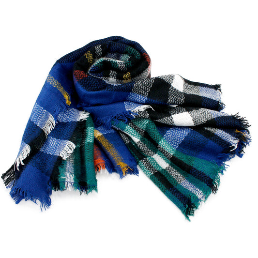 Oct17 Plaid Scarfs for Women Pashmina Tartan Wrap Large Warm Blanket Soft Shawl Checked Winter Fall Scarfs Scarves for Woman