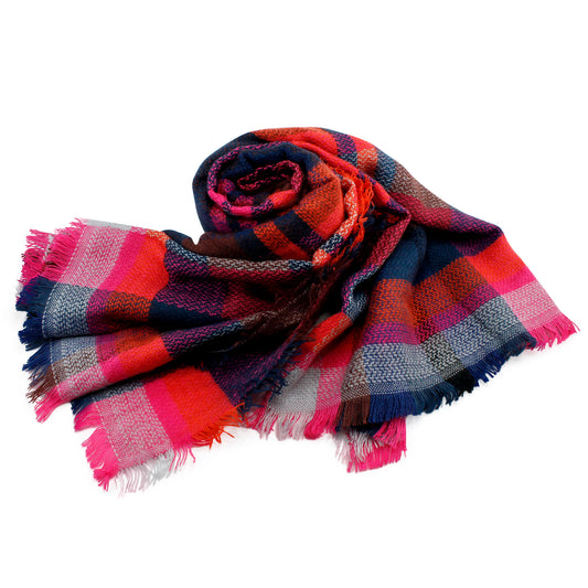 Oct17 Plaid Scarfs for Women Pashmina Tartan Wrap Large Warm Blanket Soft Shawl Checked Winter Fall Scarfs Scarves for Woman