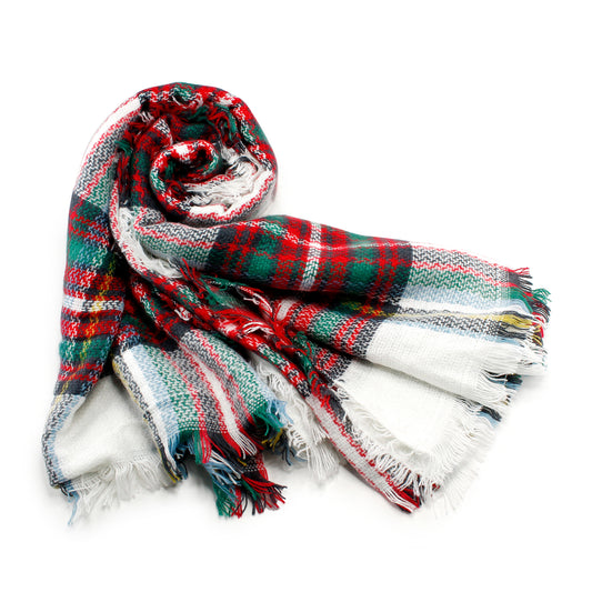 Oct17 Plaid Scarfs for Women Pashmina Tartan Wrap Large Warm Blanket Soft Shawl Checked Winter Fall Scarfs Scarves for Woman