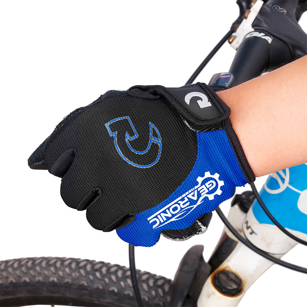 GEARONIC Cycling Shockproof Foam Padded Sports Full Finger Short Gloves