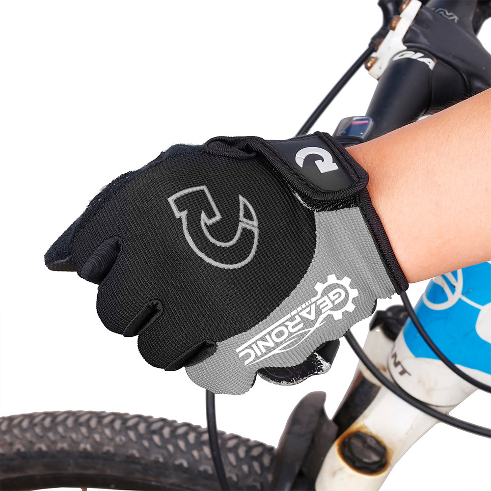 GEARONIC Cycling Shockproof Foam Padded Sports Full Finger Short Gloves