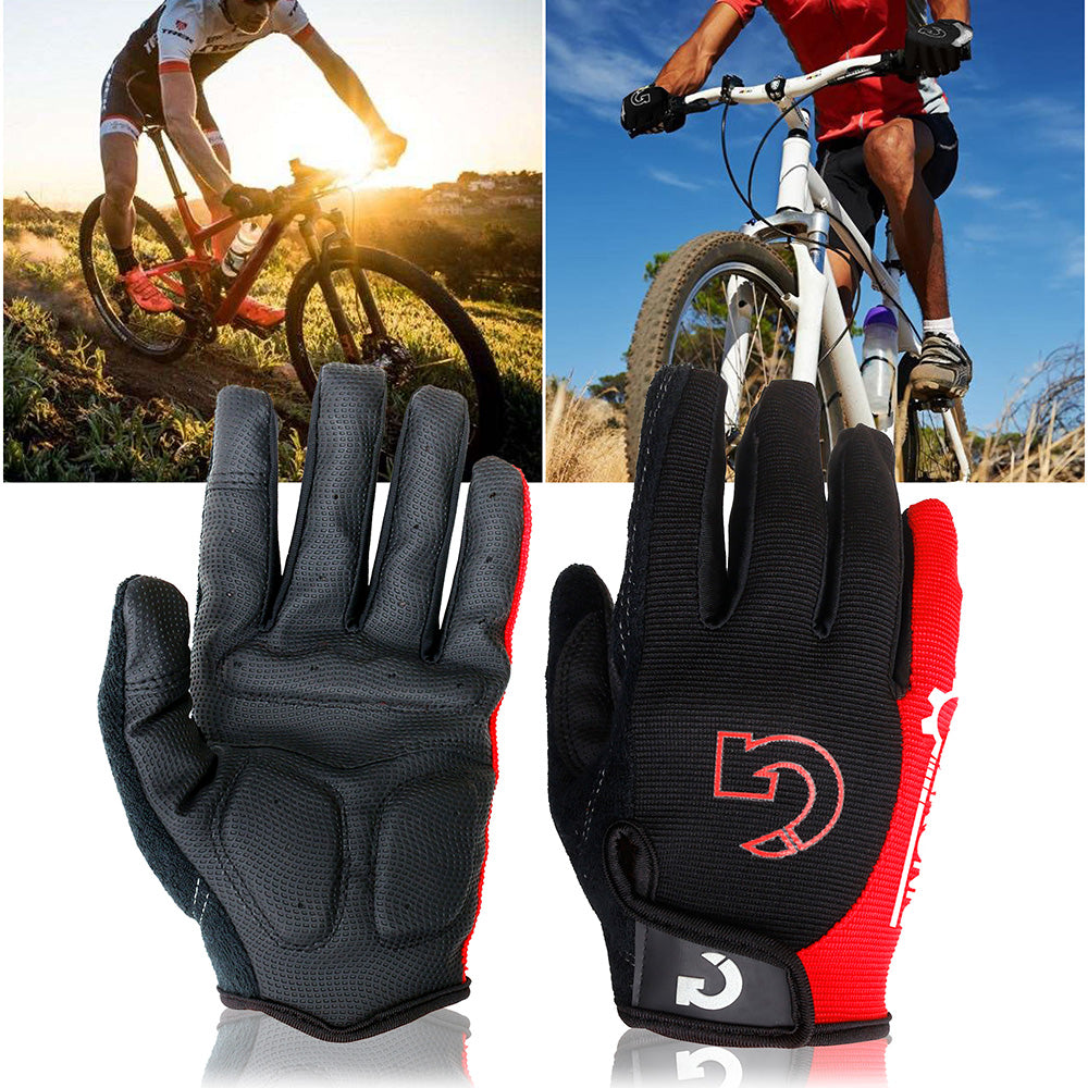 GEARONIC Cycling Shockproof Foam Padded Sports Full Finger Short Gloves