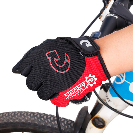 GEARONIC Cycling Shockproof Foam Padded Sports Full Finger Short Gloves