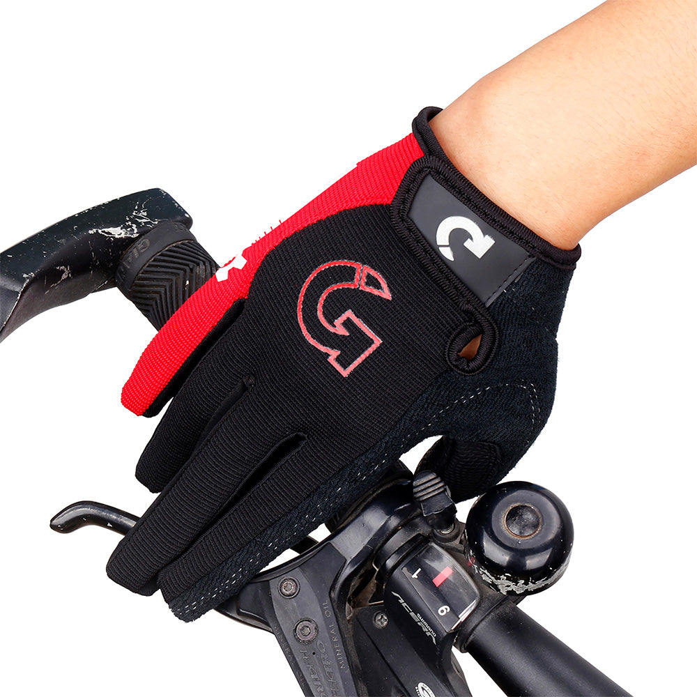 GEARONIC Cycling Shockproof Foam Padded Sports Full Finger Short Gloves