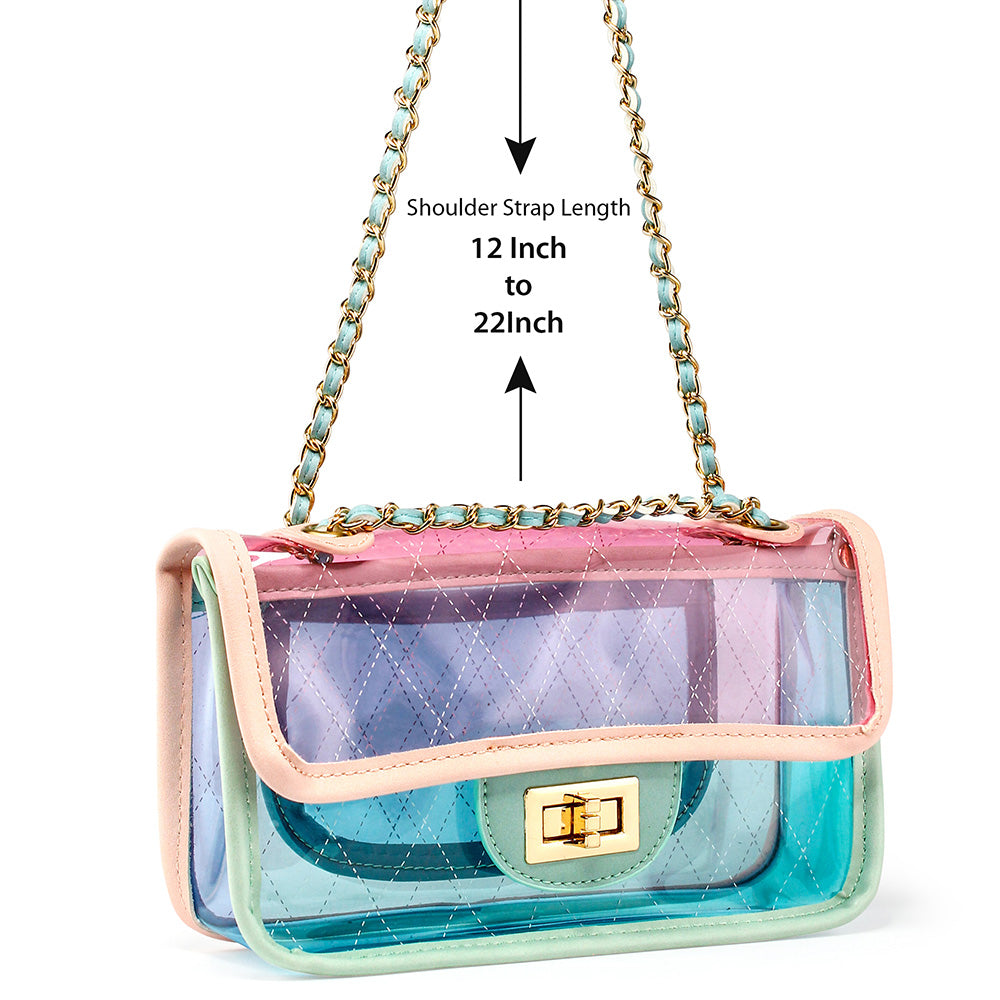 OCT17 Women Transparent PVC Plastic Cross body Durable Summer Shoulder Bag Clear Jelly Purse