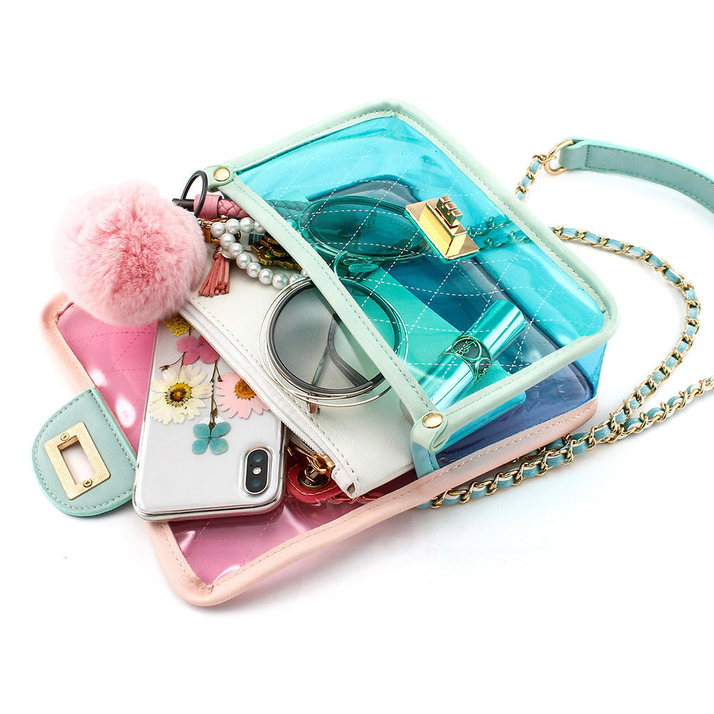 OCT17 Women Transparent PVC Plastic Cross body Durable Summer Shoulder Bag Clear Jelly Purse