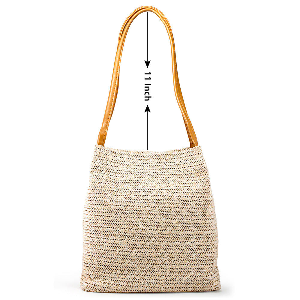 OCT17 Women Straw Beach Bag tote Shoulder Bag Summer Handbag