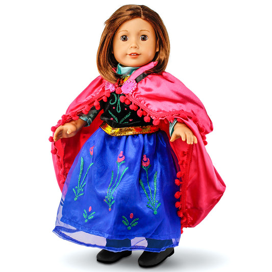 OCT17 Fits Compatible with American Girl 18" Princess Dress 18 Inch Doll Clothes Accessories Costume Outfit Set with Boots