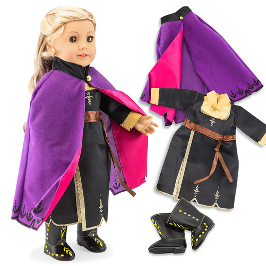 OCT17 Fits Compatible with American Girl 18" Princess Dress 18 Inch Doll Clothes Outfit Set Costume (Purple)