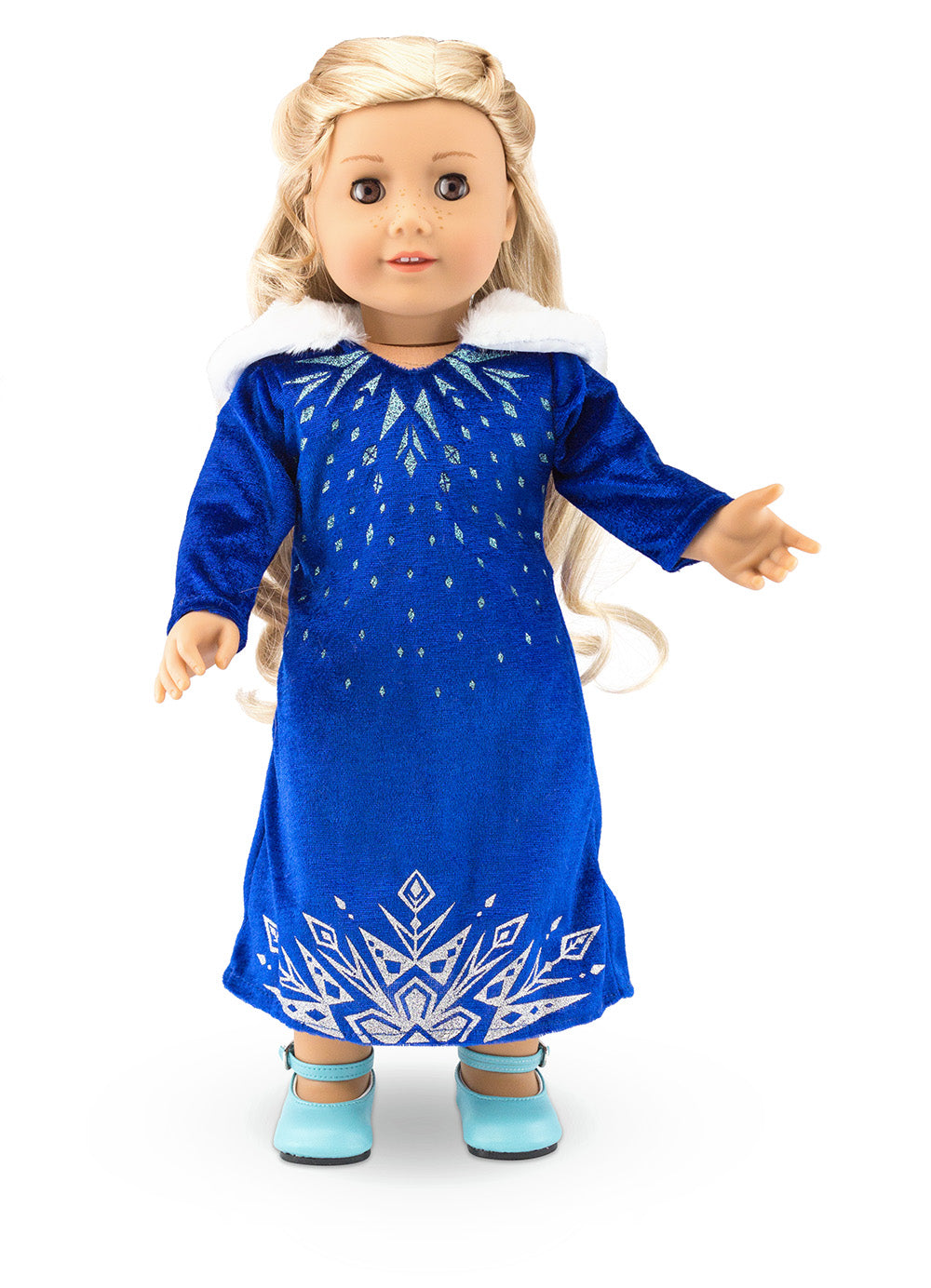 OCT17 Fits Compatible with American Girl 18" Princess Dress 18 Inch Doll Clothes Outfit Set Costume (Royal Blue)