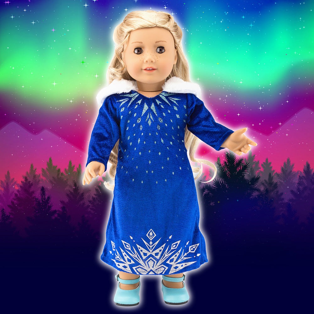 OCT17 Fits Compatible with American Girl 18" Princess Dress 18 Inch Doll Clothes Outfit Set Costume (Royal Blue)