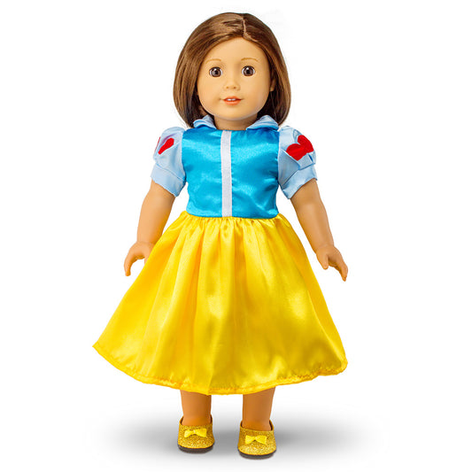 OCT17 Fits Compatible with American Girl 18" Princess Dress 18 Inch Doll Clothes Accessories Costume Outfit Set with Shoes