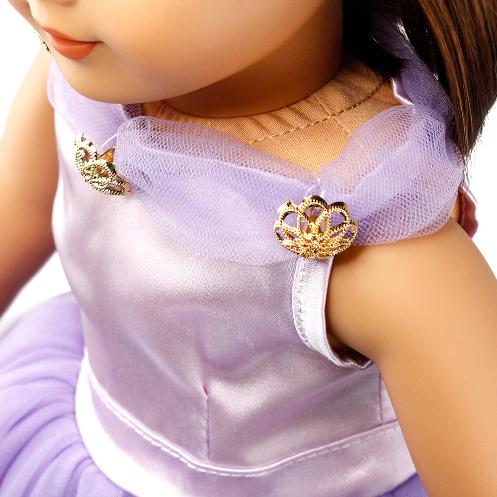 Oct17 Fits Compatible with American Girl 18" Ballet Outfit 18 Inch Doll Clothes Accessories Costume Set Purple Dress Golden Crown Pink Ballet Shoes