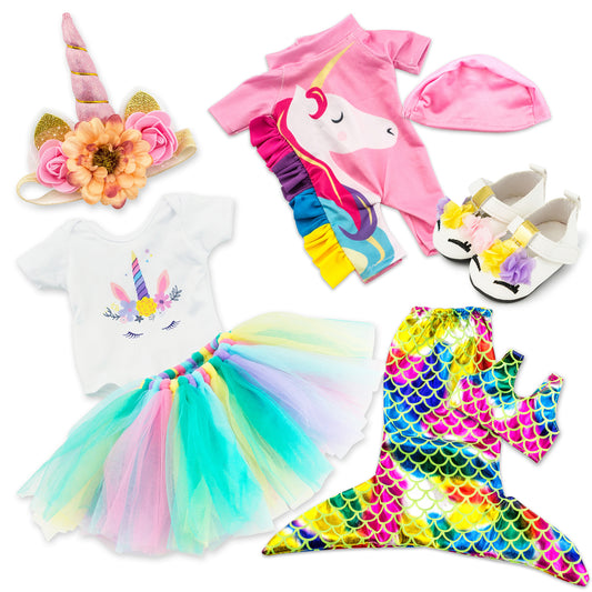 Oct17 Doll Clothes for American Girl 18? inch Dolls Mermaid Outfit Unicorn Tutu Dress Swimsuit