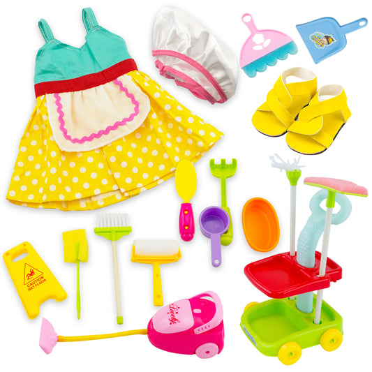 Oct17 Doll Clothes for American Girl 18? inch Dolls Housekeeping Cleaning Dress Accessories