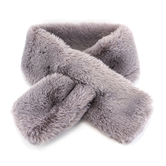 OCT17 Womens Winter Fake Faux Fur Loophole Scarf Rectangle Furry Wrap Warm Soft Cozy