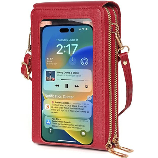 Small Crossbody Bags for Women, Small Cell Phone Purse, Handbags Wallet with Credit Card Slots, Leather Phone Wallet with Strap, Phone Purse Crossbody for Women with Transparent Window