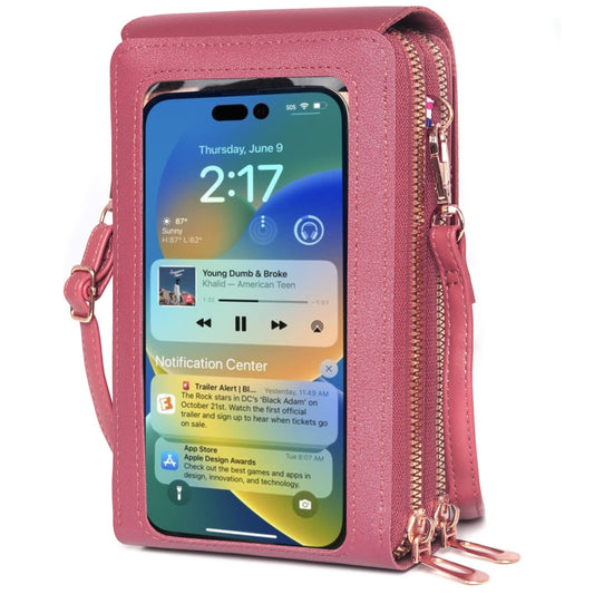 Small Crossbody Bags for Women, Small Cell Phone Purse, Handbags Wallet with Credit Card Slots, Leather Phone Wallet with Strap, Phone Purse Crossbody for Women with Transparent Window