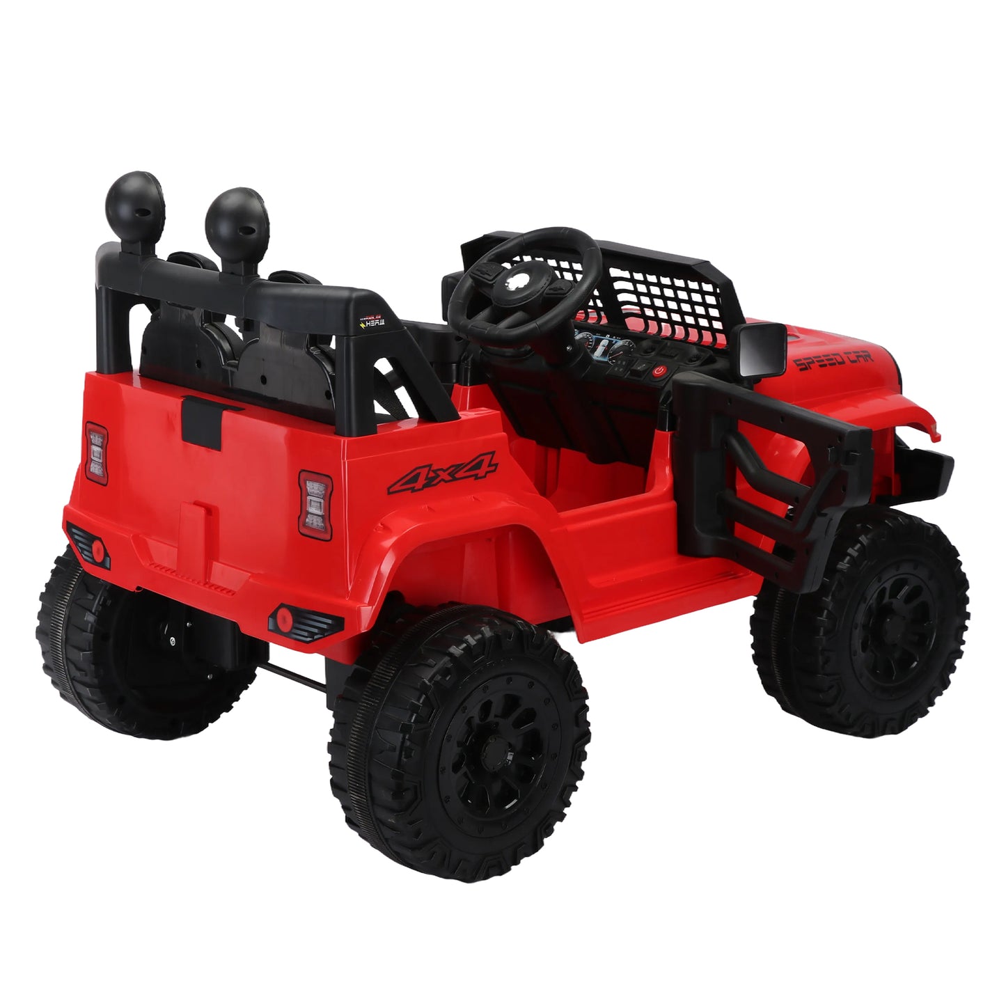 12V7A Kids Ride on Truck with Remote Control, Three-Speed Adjustable, Power Display, USB, MP3, Bluetooth, LED Light, Three-Point Safety Belt - Electric Car for Kids