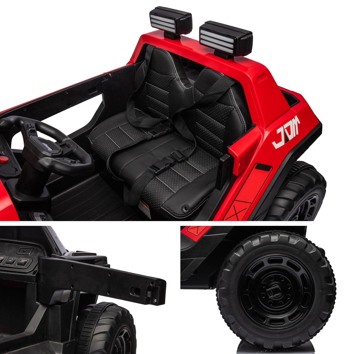 24V7A 200W*2 Super Power Leather Seat Four-Wheel Shock Absorber Ride-On Car: High/Low Speed, USB Bluetooth Music, Kids' Electric Car for Children