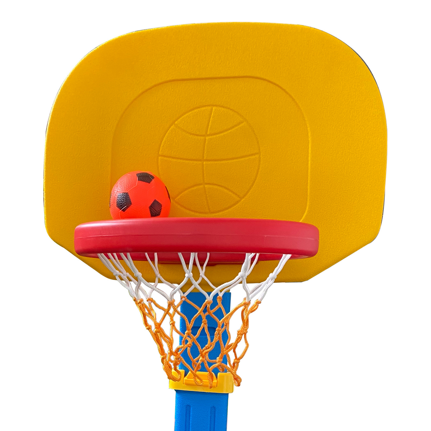 Children's Adjustable Height Indoor/Outdoor Basketball Frame Toy - Red, Yellow, and Blue - XGL001