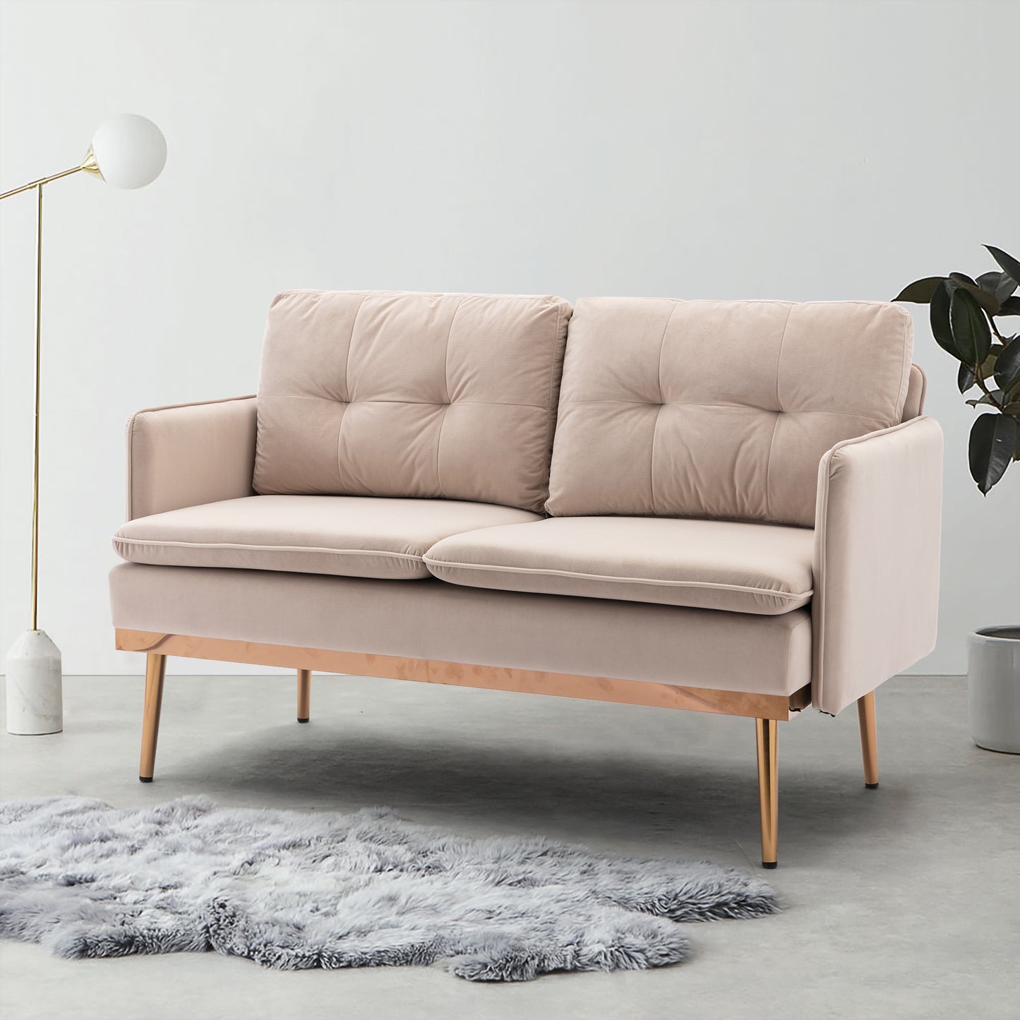 Velvet Sofa with Stainless Feet - Accent Loveseat for Stylish Comfort