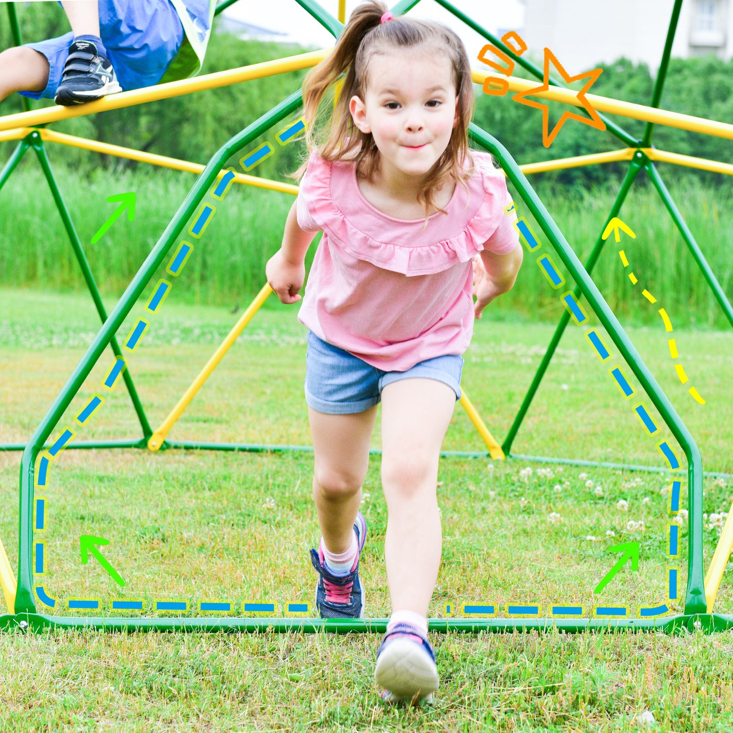 Kids Climbing Dome Tower - 12 ft Jungle Gym Geometric Playground Dome Climber Monkey Bars Play Center, Rust & UV Resistant Steel Supporting 1000 LBS