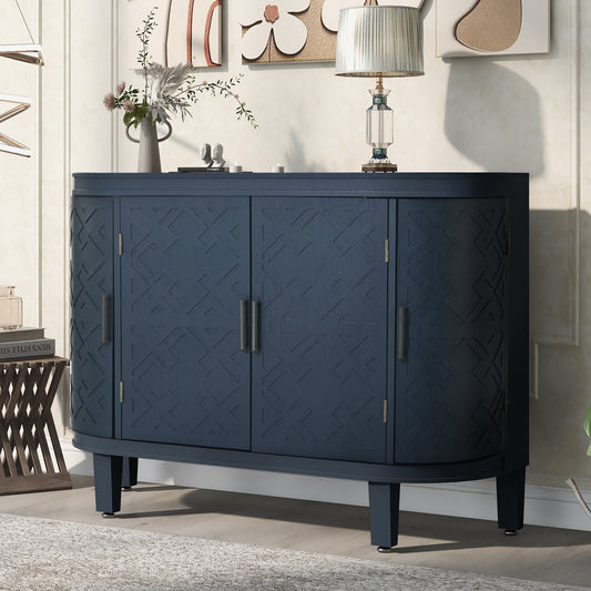 U-Style Accent Storage Cabinet Sideboard Wooden Cabinet with Antique Pattern Doors for Hallway, Entryway, Living Room