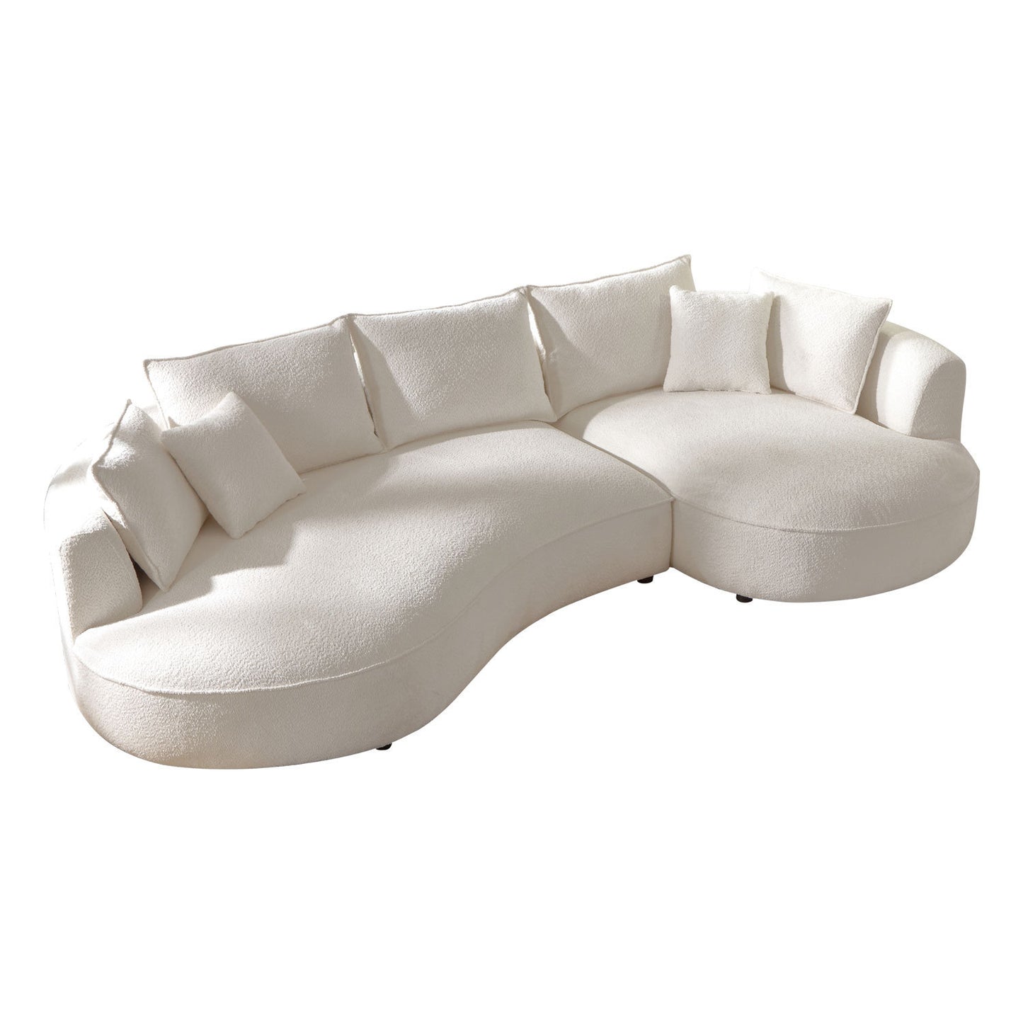 Curved Sofa with Ingenious Shape - Beige Upholstery, Stylish Design | Wayfair