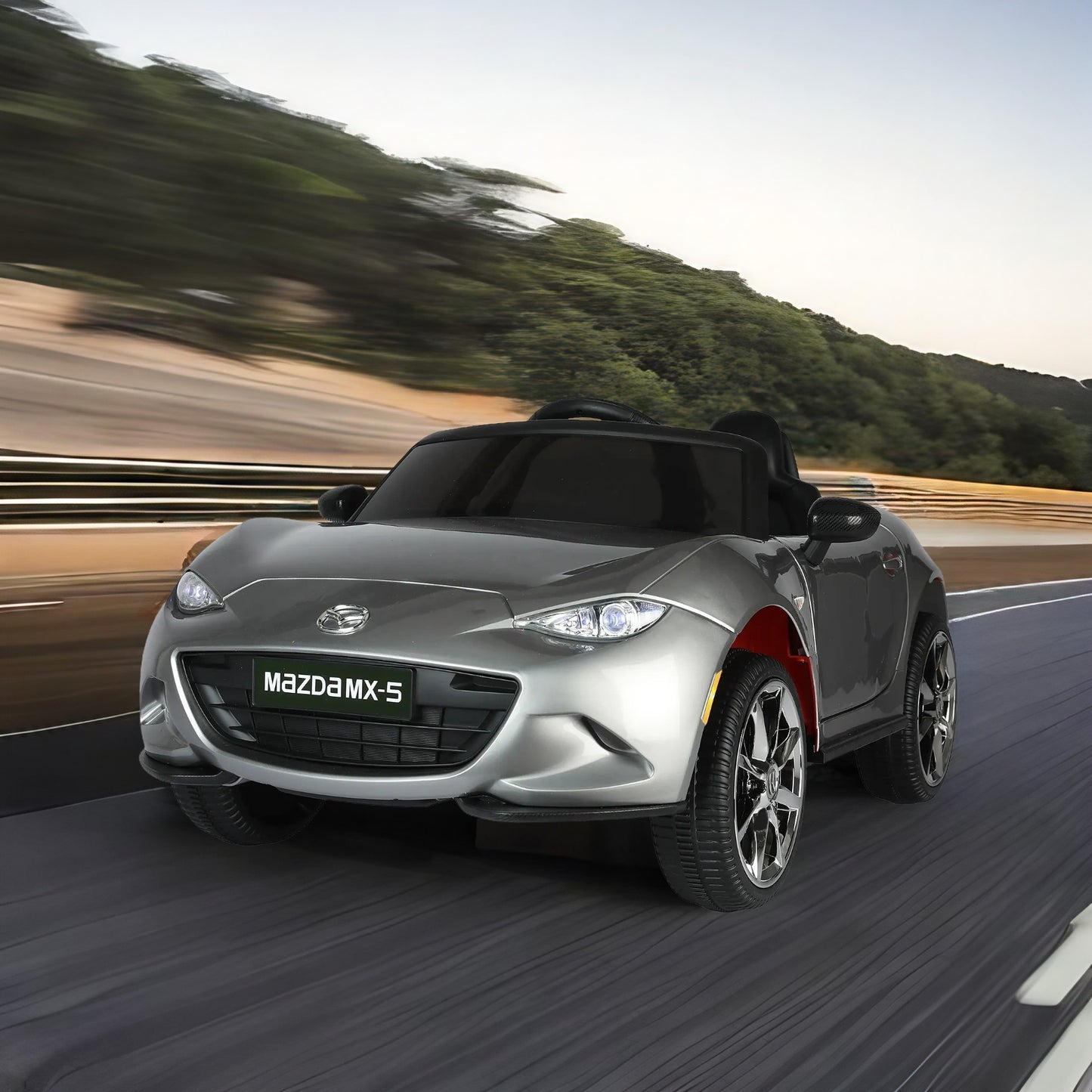 Licensed MAZDA MX-5 RF 12V Kids Ride On Car - Remote Control, Three Speeds, Power Display, USB, MP3, Bluetooth, LED Light, Safety Belt, Painting - Red