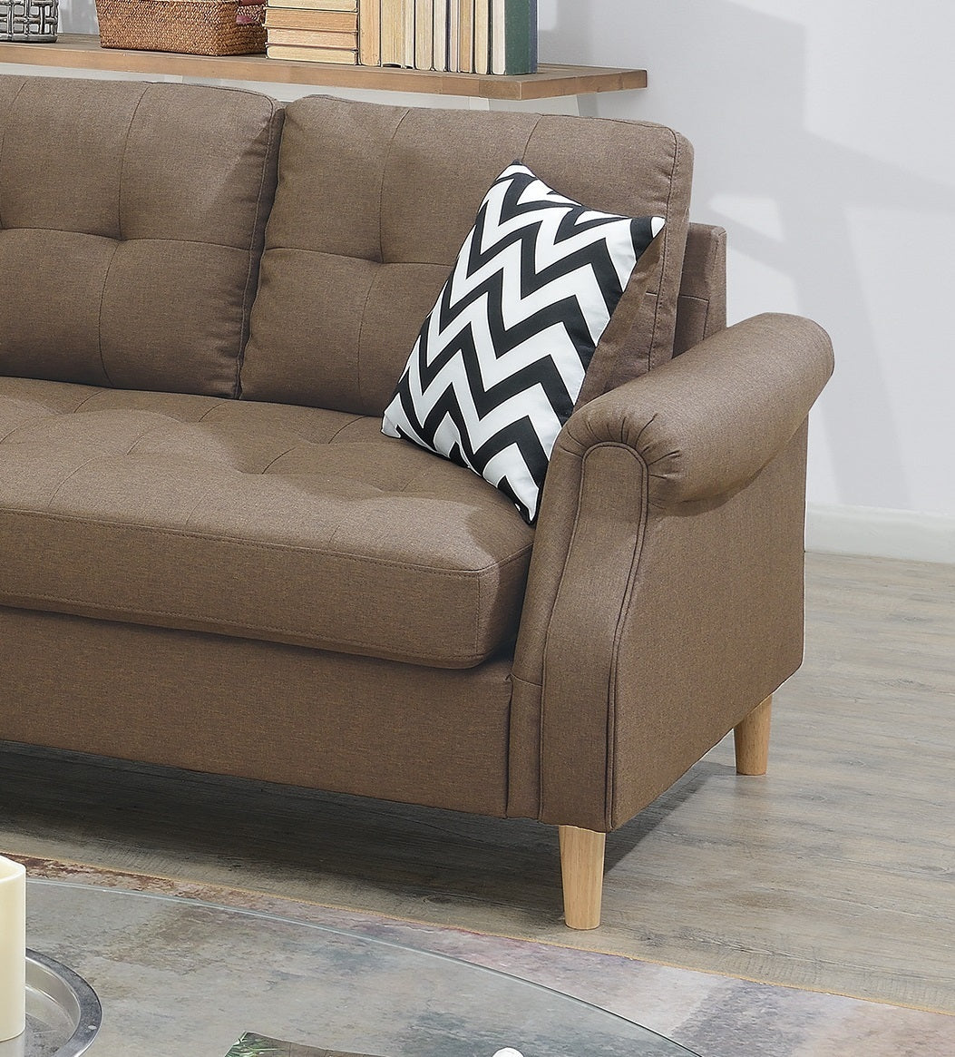 Living Room Corner Sectional Light Coffee Polyfiber Chaise Sofa - Reversible, Comfortable, & Stylish - Available in Various Sizes