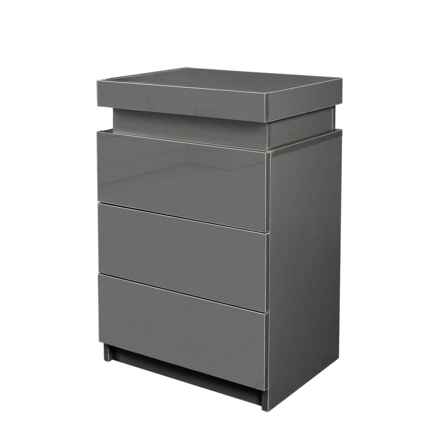 Modern High gloss UV Night Stand with 3 drawers & LED lights