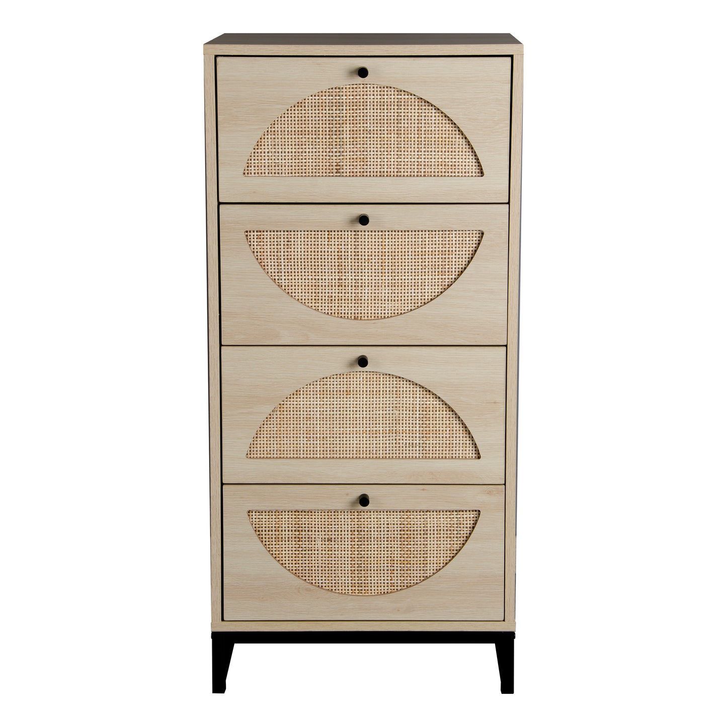 Natural Rattan Cabinet with 4 Drawers for Living Room Bedroom