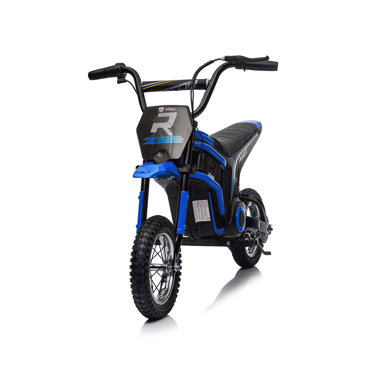 Kids Ride On 24V Electric Toy Motocross Motorcycle Dirt Bike - XXL Large, Age 8-12, Speeds up to 14.29MPH, Dual Suspension, Hand-Operated Dual Brakes, Twist Grip Throttle, Authentic Motocross Bike Geometry, Red & Blue.