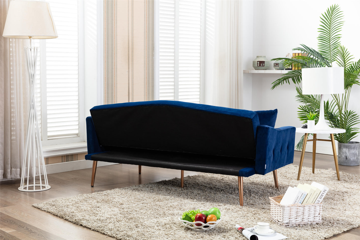 Coolmore Velvet Sofa: Accent Loveseat with Stainless Feet - Navy Velvet