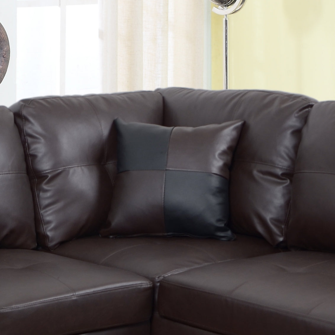 3 PC Sectional Sofa Set, Faux Leather Left-Facing Chaise with Storage Ottoman - Brown Color, Comfortable and Spacious