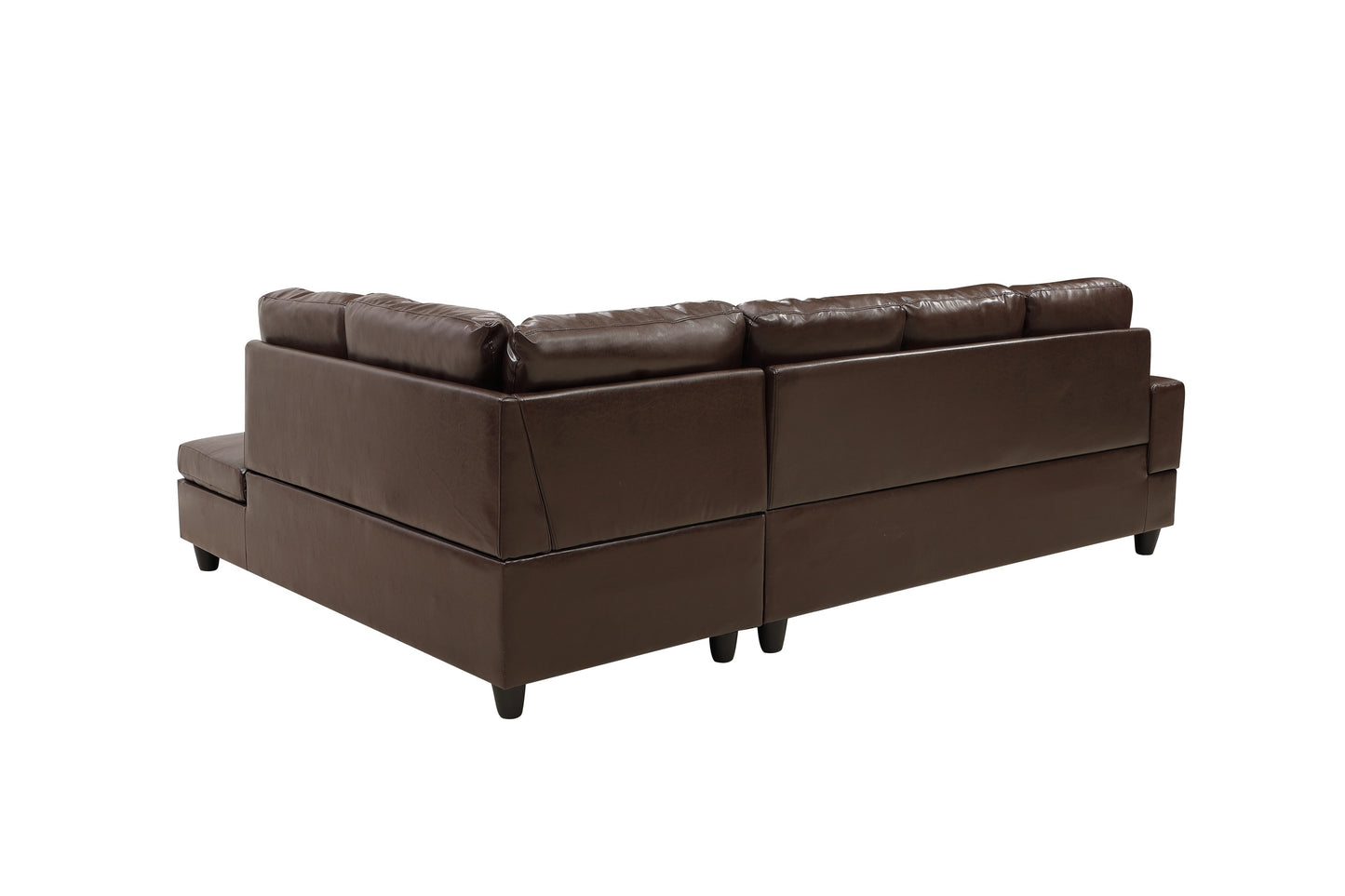 3 PC Sectional Sofa Set, Faux Leather Left-Facing Chaise with Storage Ottoman - Brown Color, Comfortable and Spacious