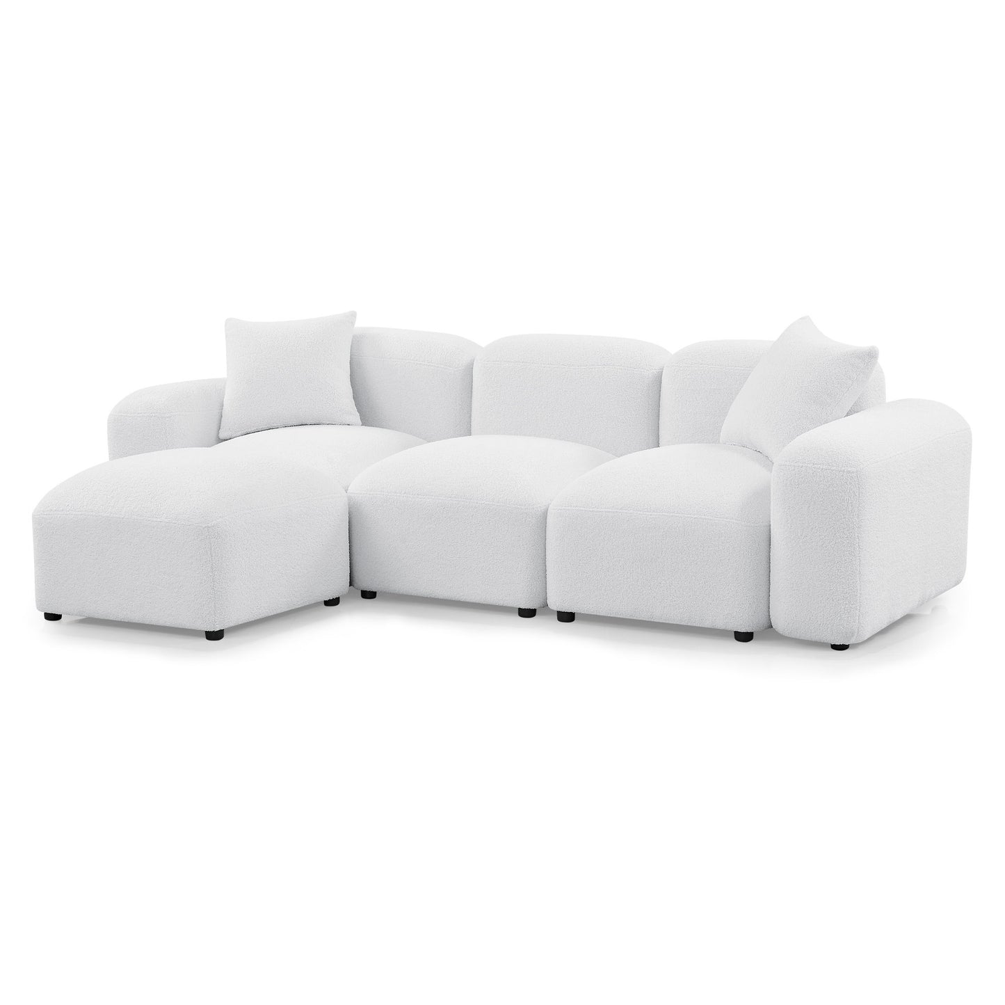 L-Shape Modular Sectional Sofa, DIY Combination, Teddy Fabric, White - Create Your Perfect Seating with this Versatile and Comfy Sofa