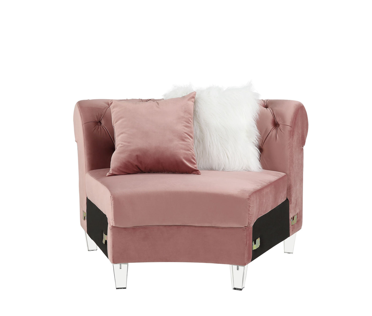 ACME Ninagold Sectional Sofa | Pink Velvet | 7 Pillows | 57360