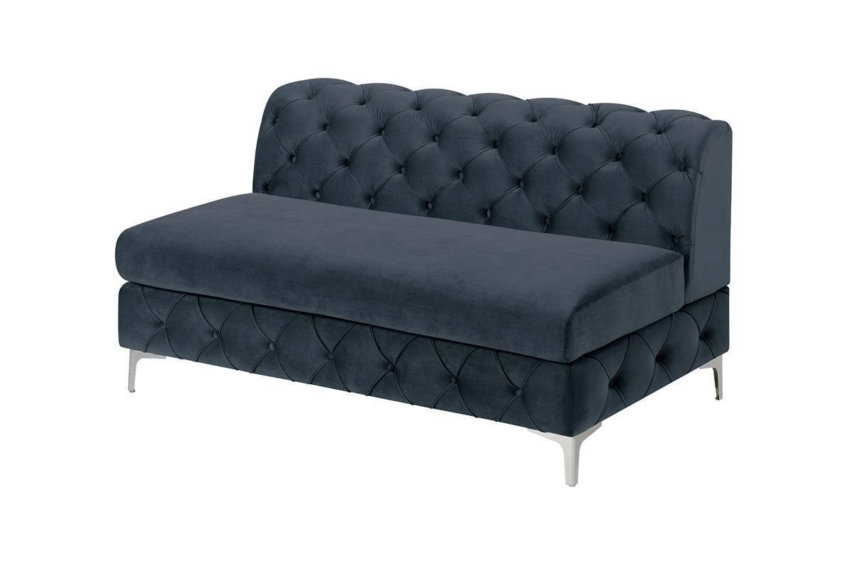 Gorgeous Living Room U-Sectional Black Velvet Tufted Cushion Couch with LAF and RAF Chaise and Armless Loveseat