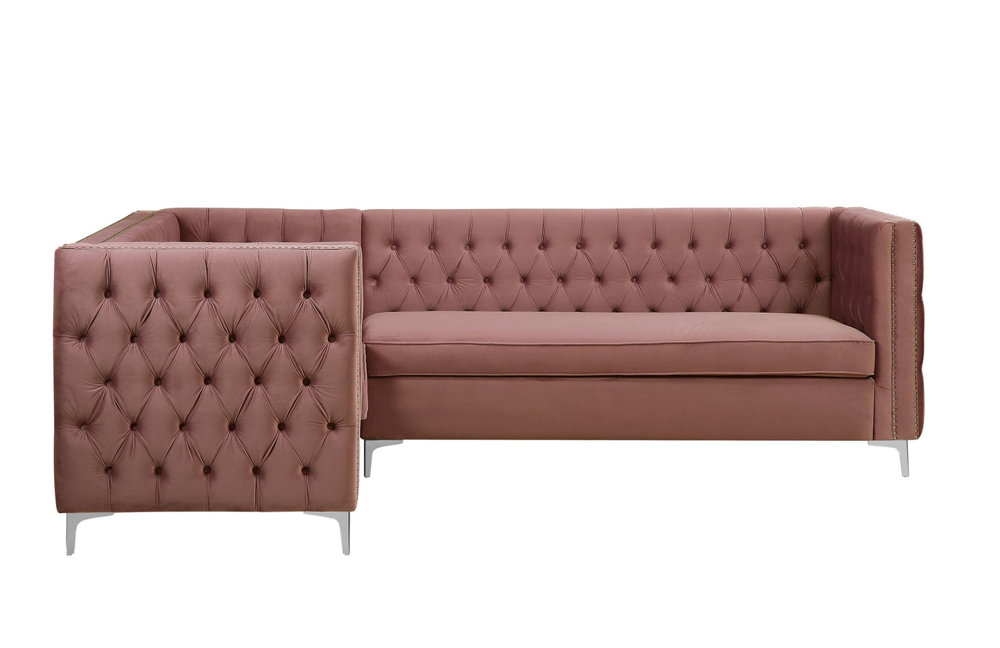 ACME Rhett Sectional Sofa: Dusty Pink Velvet, Modern Design, Spacious & Comfortable, 55505