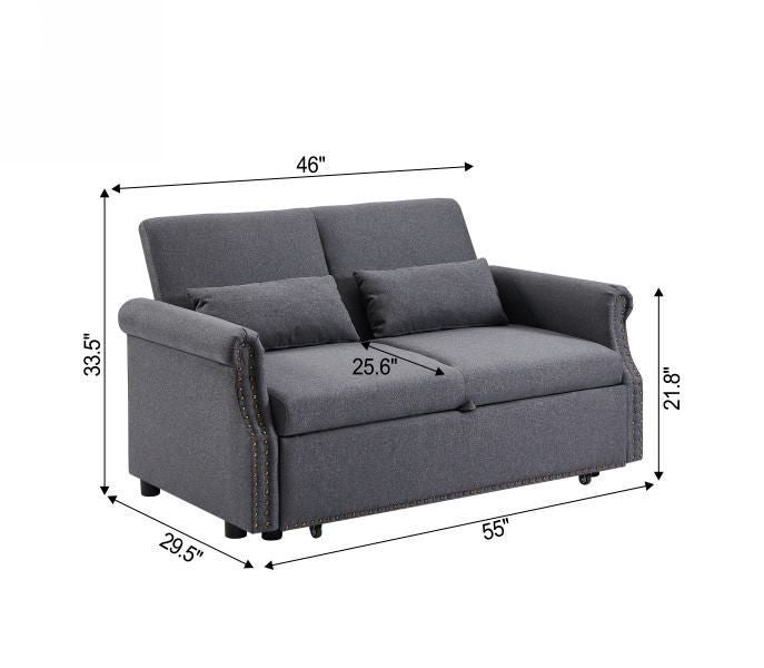 [Video] Modern 55" Pull Out Sleep Sofa Bed 2 Seater Loveseat Couch with Adjustable Backrest & Lumbar Pillows - Ideal for Apartment, Office, Living Room - Multiple Colors & Sizes Available